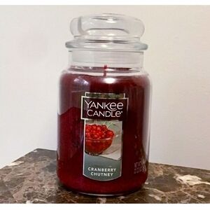 NEW Yankee Candle w/ Lid Cranberry Chutney Scented 22 oz Fall Holiday Red Large